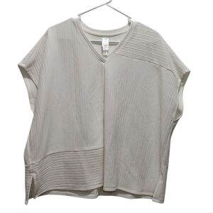 WynneLayers Ottoman Knit Paneled Tee Cloud Size XL V-Neck Modern Loose Fit